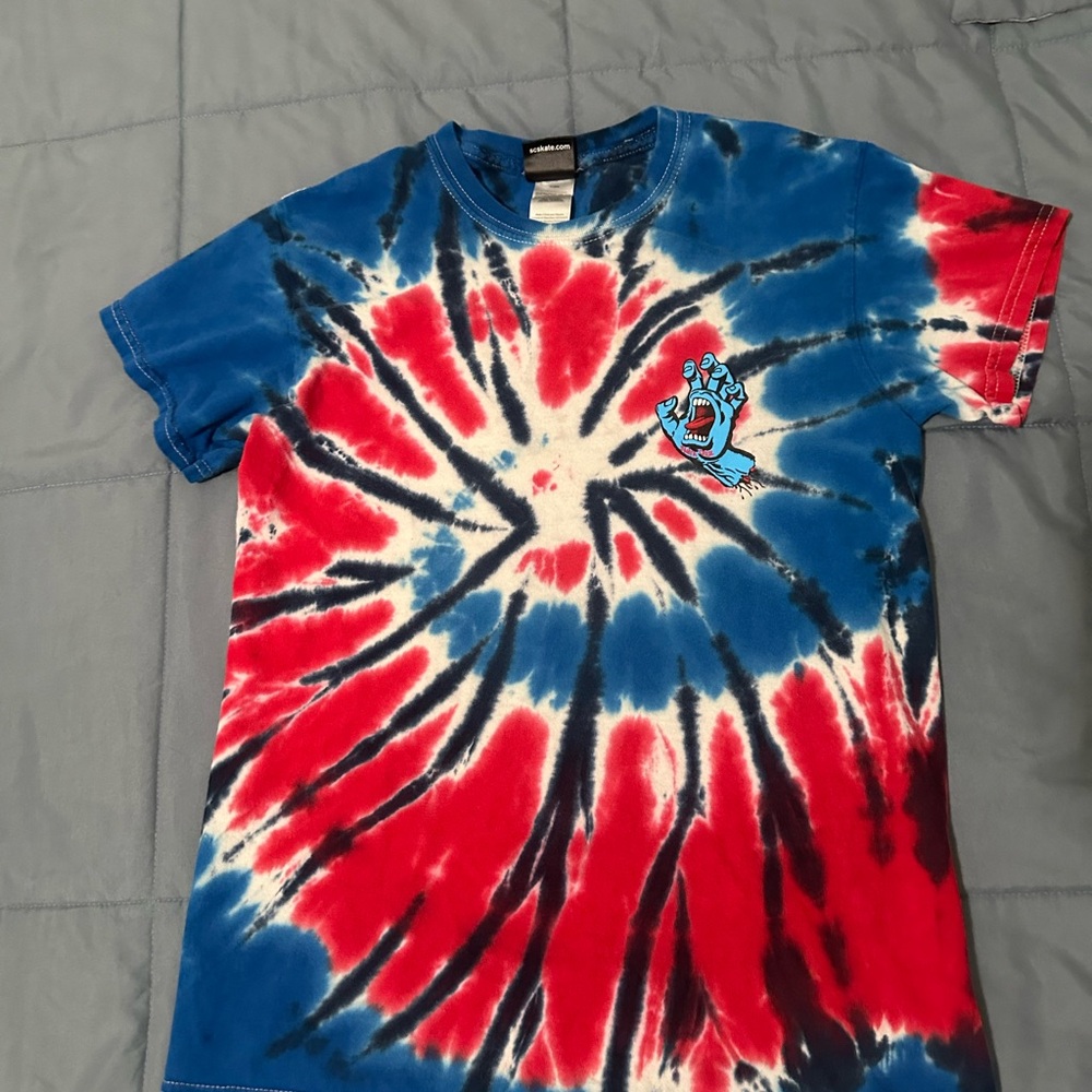 Santa Cruz Screaming Hand Red and Blue Tie-Dye T-Shirt Men S